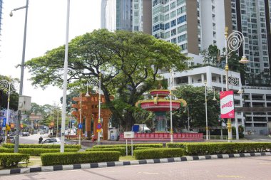 Kuala Lumpur, Malezya - 18 Temmuz 2018: Küçük Hindistan Brickfields fil Çeşme görünümünü