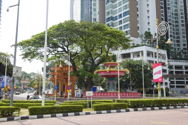 Kuala Lumpur, Malezya - 18 Temmuz 2018: Küçük Hindistan Brickfields fil Çeşme görünümünü