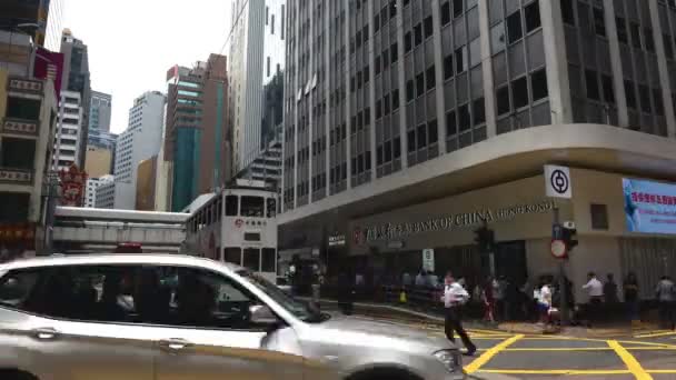 Hongkong Kina Augusti 2018 Tidsfördröjning För Fotgängare Och Trafik Med — Stockvideo