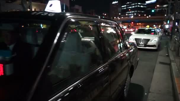 Tokyo Japan Juni 2018 Taxi Park Längs Gatan Ueno — Stockvideo