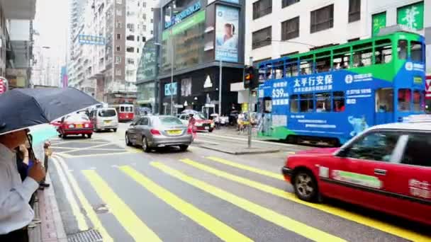 Hong Kong Cina Agosto 2018 Pedoni Che Attraversano Zebra Attraversando — Video Stock