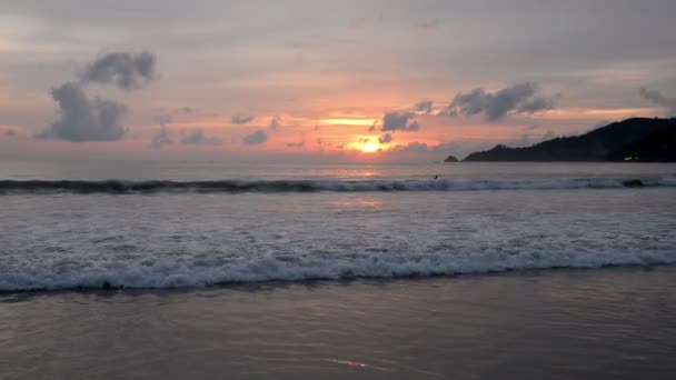 Vacker Solnedgång Stranden Phuket Thailand — Stockvideo