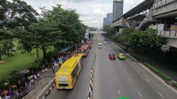 Bangkok Thajsko Listopadu 2018 Mnoho Autobusová Zastávka Autobusovém Nádraží Chatuchak — Stock video