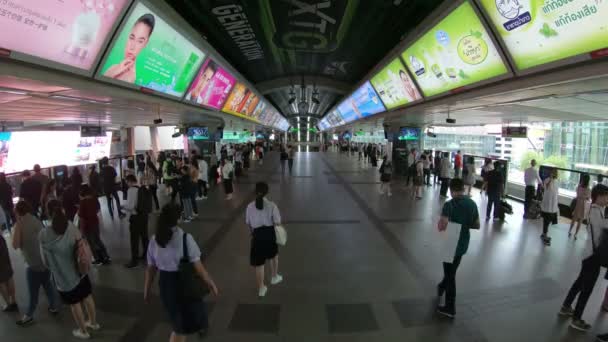 Bangkok Thajsko Listopadu 2018 Časová Prodleva Davu Nastupování Vystupování Vlaku — Stock video