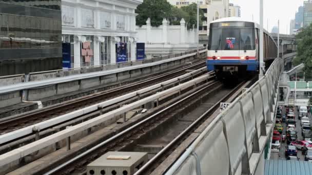 泰国曼谷 2018年11月16日 曼谷的 Bts 或轻轨公共交通系统 — 图库视频影像