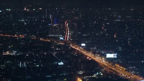 Timelapse Bangkok Trafik Motorvägen Highway Natten — Stockvideo