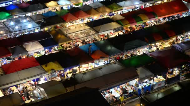 Wysoki Widok Popularnego Nocnego Targu Bangkok — Wideo stockowe