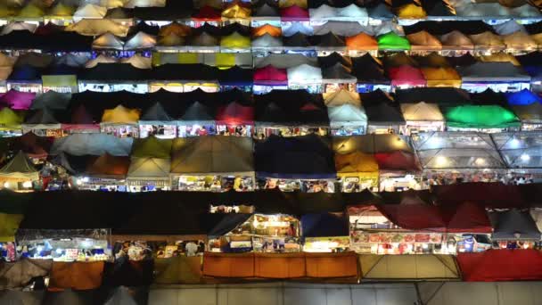 Hoge Achting Van Kleurrijke Tent Retail Winkel Met Nacht Licht — Stockvideo