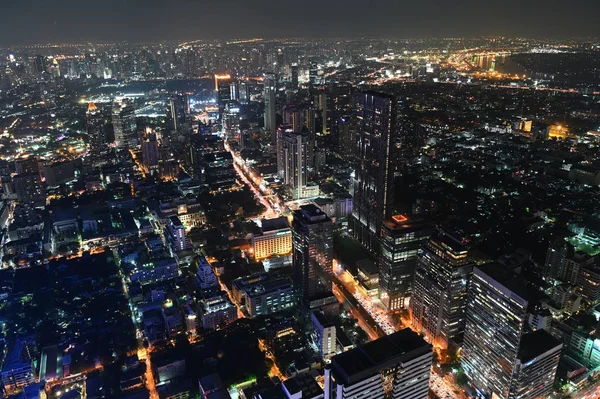 Vista Sugli Uccelli Del Paesaggio Urbano Bangkok Notte — Foto Stock