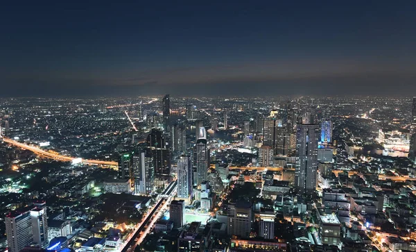 Veduta Aerea Del Paesaggio Urbano Bangkok Notte — Foto Stock