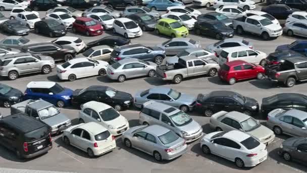 Muitos Carro Estacionamento Visto Cima — Vídeo de Stock