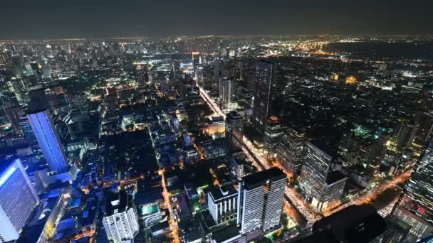 Lapso Tempo Visão Pássaro Vista Cidade Banguecoque Noite — Vídeo de Stock