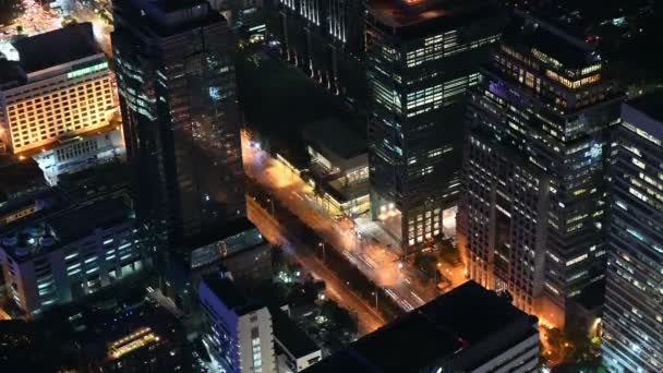 Nacht Timelapse Van Stedelijke Centrum Zakelijke Financiële District Bangkok — Stockvideo