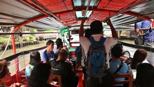 Bangkok Tailandia Noviembre 2018 Dentro Los Barcos Del Canal Saen — Vídeos de Stock