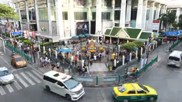 Bangkok Thailand November 2018 Långtidssekvenser Erawan Helgedom Känd Plats För — Stockvideo