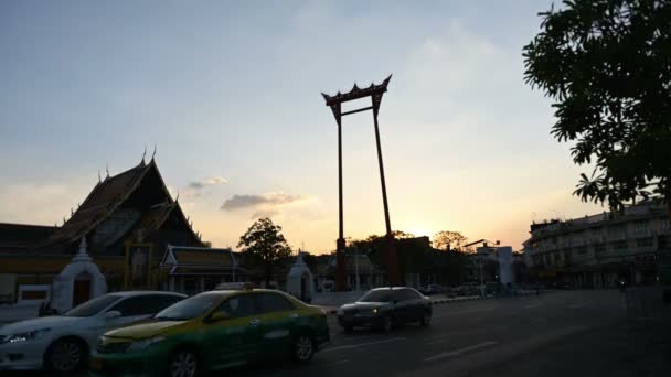 Dia Noite Lapso Tempo Gigante Marco Balanço Cidade Banguecoque — Vídeo de Stock