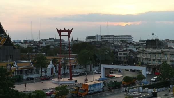 Dzień Nocy Czas Upływ Gigant Swing Landmark Bangkok City — Wideo stockowe