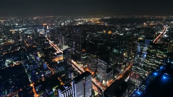 Caducidad Tiempo Vista Aérea Del Tráfico Bangkok Por Noche — Vídeos de Stock
