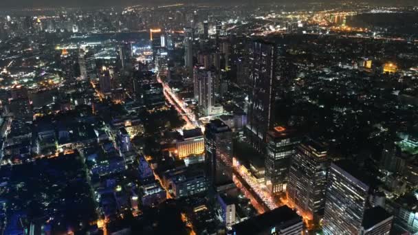 Lapso Tiempo Panorámica Ciudad Bangkok Noche — Vídeos de Stock