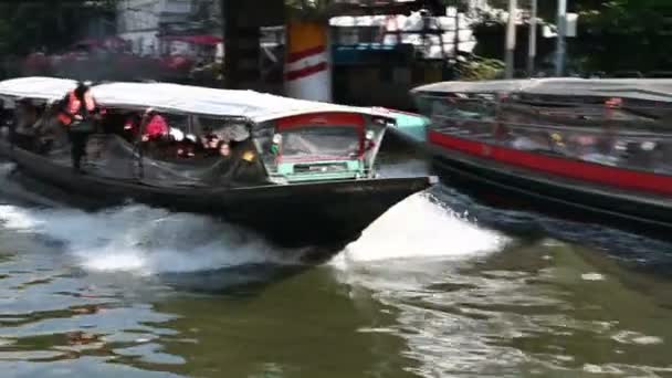 Bangkok Thailandia Dicembre 2018 Traffico Barche Khlong Saen Saep Vaporetto — Video Stock