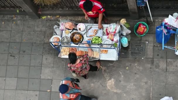 Bangkok Tailândia Dezembro 2018 Vista Superior Vendedores Não Identificados Preparam — Vídeo de Stock