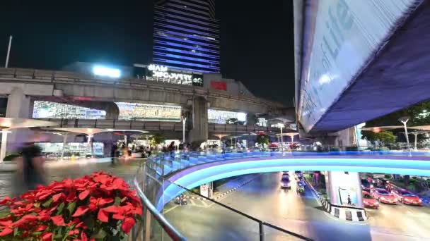 Bangkok Thailandia Dicembre 2018 Time Lapse View Traffic Bts Sky — Video Stock