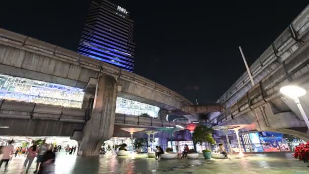 Bangkok Thailand Dezember 2018 Zeitraffer Spazierengehen Und Himmelbahnverkehr Siam Square — Stockvideo