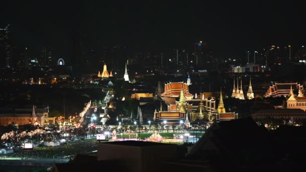 Caducidad Nocturna Del Famoso Templo Wat Phra Kaew Del Buda — Vídeos de Stock