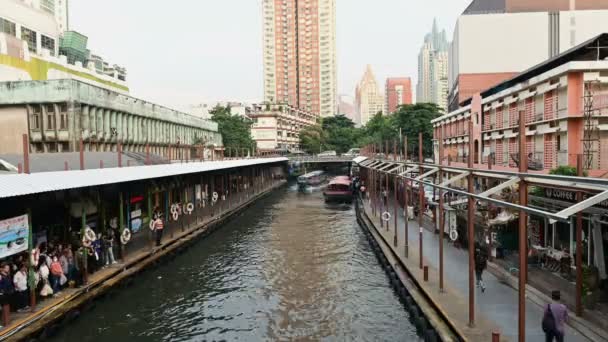 Bangkok Thailandia Gennaio 2019 Time Lapse Traffico Molo Pratunam Khlong — Video Stock