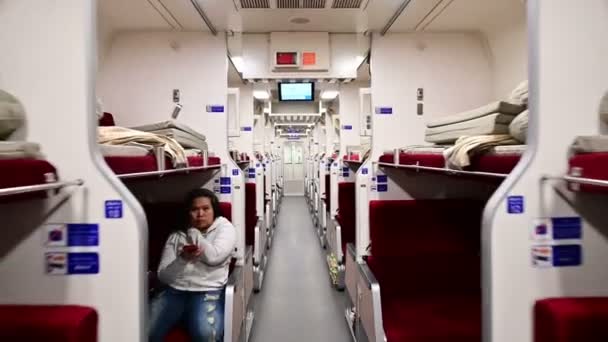 Bangkok Tailandia Diciembre 2018 Interior Nuevo Tren Expreso Especial Espera — Vídeos de Stock