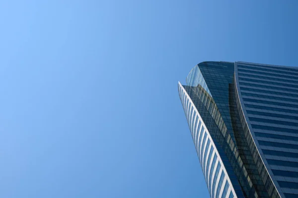 Bottom View Modern Skyscrapers Business District Blue Sky — Stock Photo, Image