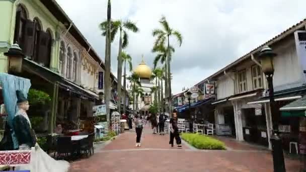 Singapore Singapore January 2019 Hyper Lapse Bussorah Street Lined Old — Stock Video