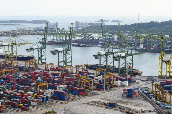 Vista Aerea Della Nave Container Cargo Porto — Foto Stock