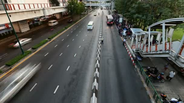Bangkok Thailand Februar 2019 Tag Nacht Zeitraffer Vieler Bushaltestellen Busbahnhof — Stockvideo