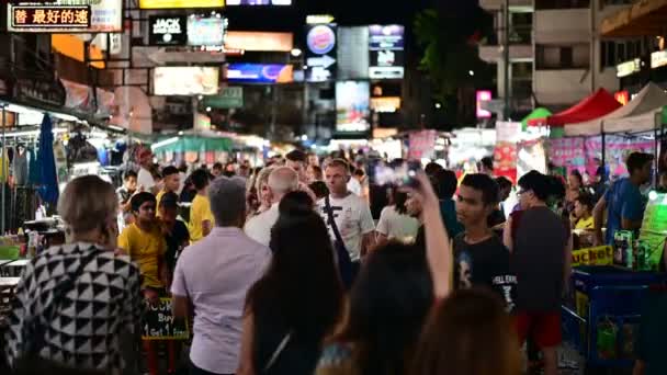 Bangkok Tajlandia Jun 2019 Ulica Khao San Niedrogich Barów Kawiarni — Wideo stockowe