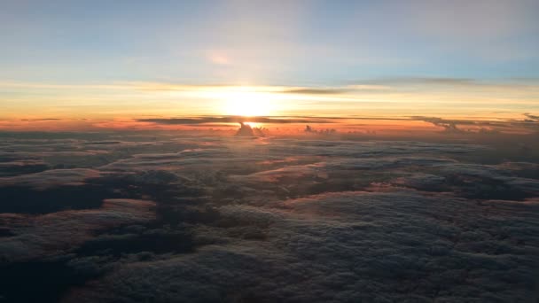 Luchtfoto Van Zonsondergang Wolken Hemel — Stockvideo