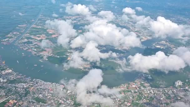 Aerial View Chao Phraya River Flowing City Bangkok — Stock Video