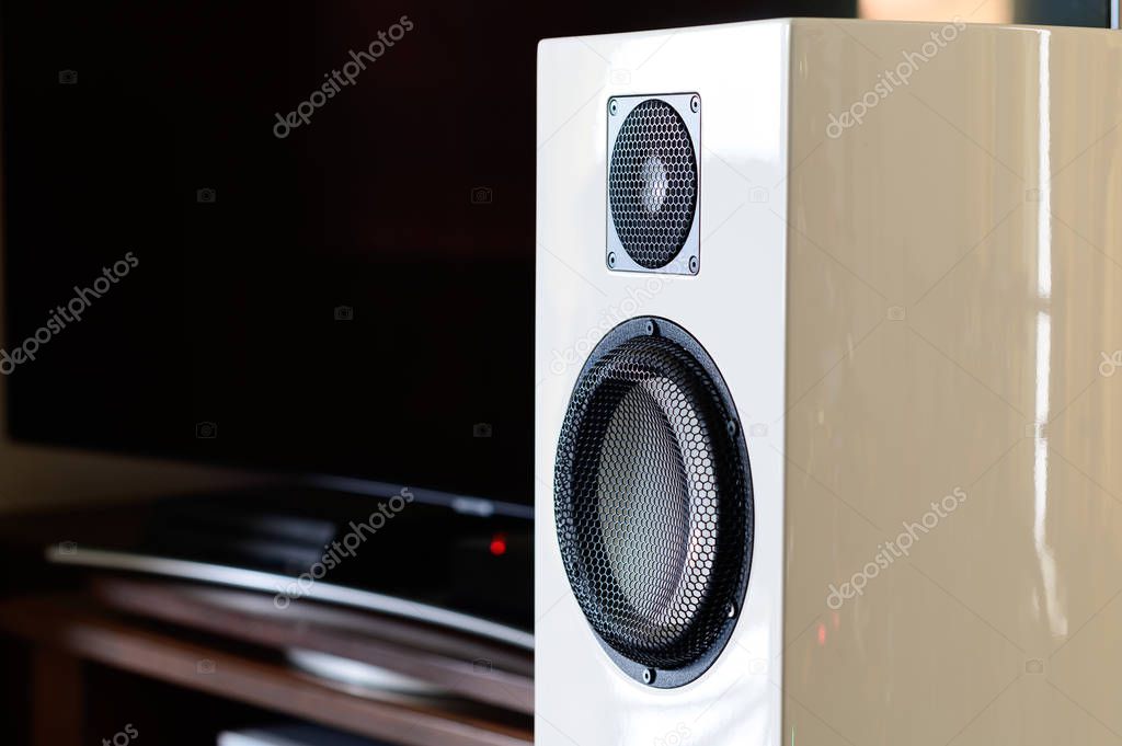 Hi-end audio speakers system background with copy space