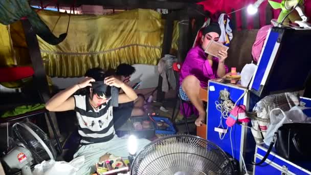 Bangkok Tajlandia Września 2019 Automakijaż Sceną Chińskiej Opery — Wideo stockowe