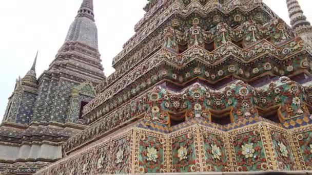 Grote Pagode Thaise Kunst Architectuur Wat Pho — Stockvideo