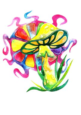 parlak arka plan üzerinde çok renkli bir süs - bir kaleydoskop Işıksaçan mantar