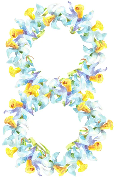 Figure Нарцисових Суцвіть Синього Кольору Жовтого Середнього Віку — стокове фото