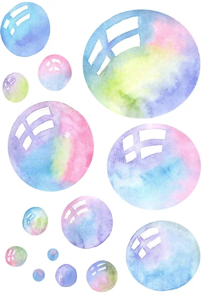 수채화 밝은 bubbies, 무지개 빛깔 팔레트, 승리에의 반영 로열티 프리 스톡 이미지