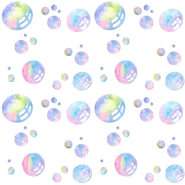 Pattern seamless watercolor bright bubbies, iridescent palette, — Stock Photo, Image