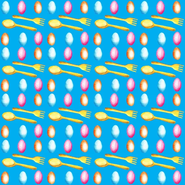 Seamless pattern on the subject "sacred Easter"; colored eggs, a — Stock Photo, Image