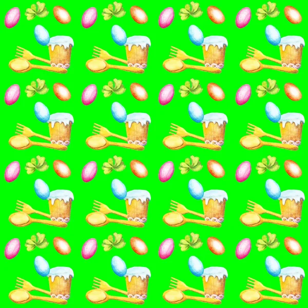 Seamless pattern on the subject "sacred Easter"; colored eggs, a — Stock Photo, Image