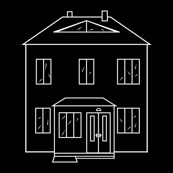 Casa Locuit Icon Fundal Negru — Vector de stoc
