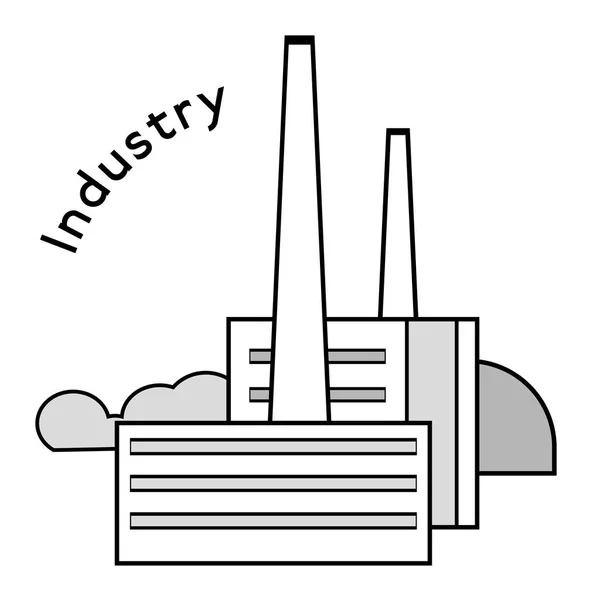 Fabrika Simgesi Glack Gri Beyaz Illüstrasyon — Stok Vektör