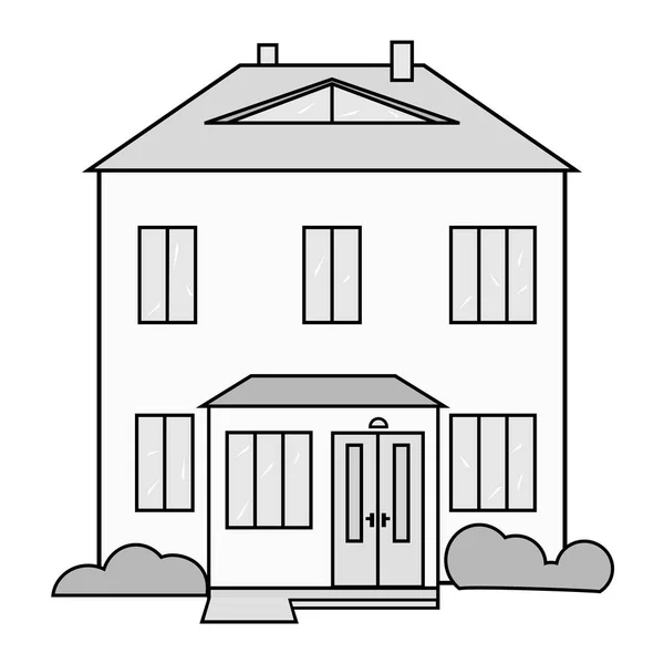 Casa Habitação Imagem Preto Branco —  Vetores de Stock