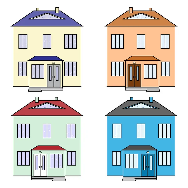 Four Dwelling Houses Set — Stock Vector